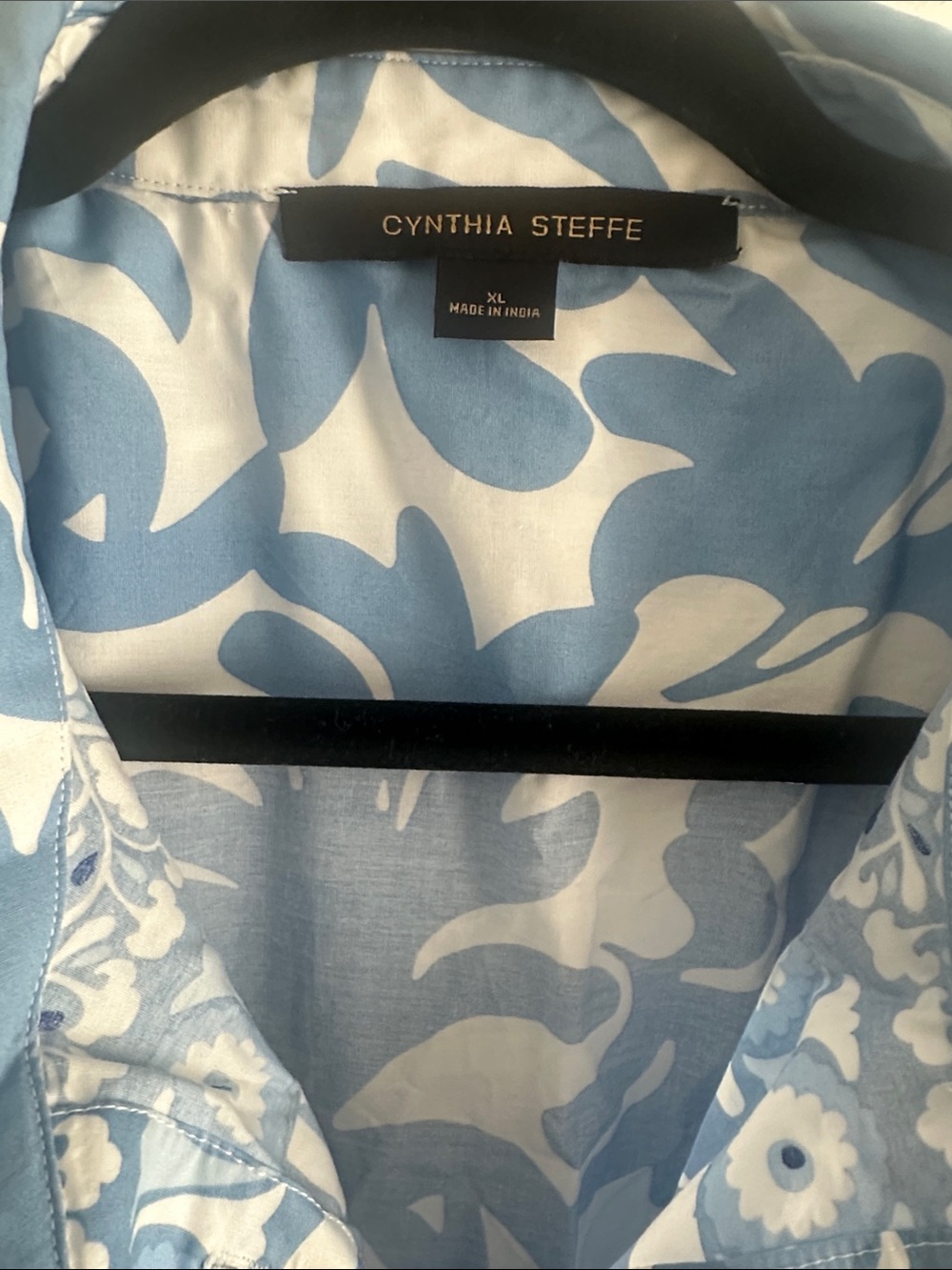Cynthia Steffe Blue and White Floral-Print Maxi Shirt Dress with Belt - Picture 2 of 4